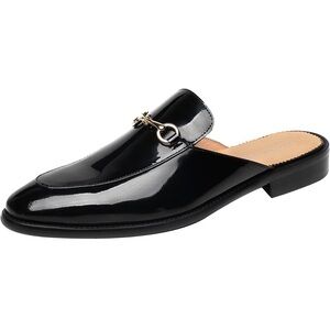 Elanroman Black Patent Slip-On Men’s Loafer with Horsebit Accent